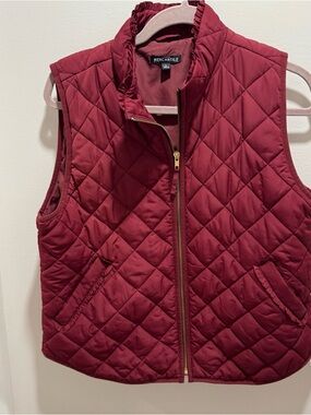 J. Crew Factory Quilted Wine Red Vest
